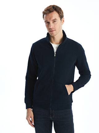 Funnel Neck Long Sleeve Men's Zip-Up Sweatshirt -W4EC44Z8