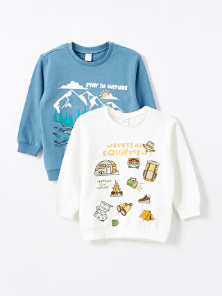 Crew Neck Printed Thick Boy's Sweatshirt 2-Pack -W4EK49Z1-GN9 -  W4EK49Z1-GN9 - LC Waikiki