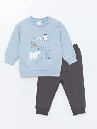 Crew Neck Printed Baby Boy Sweatshirt and Tracksuit Bottom 2 Piece Set W4FD36Z1 YFX W4FD36Z1 YFX LC Waikiki
