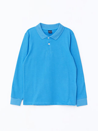 Polo Neck Basic Long Sleeve Boys' T-Shirt -W4HS87Z4-GEZ