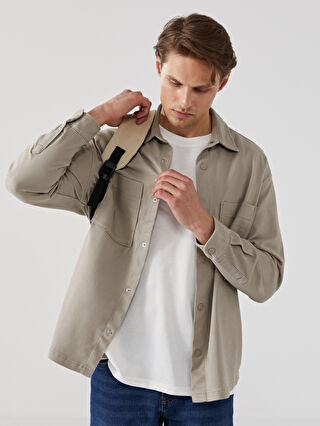 Relaxed Fit Long Sleeve Men's Shirt Jacket -S58175Z8-SHF