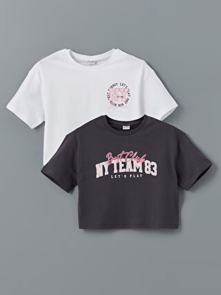 全信頼を寄せる Girls' Neck Crew Crop -S5BA13Z4-HHY 2-Pack T-Shirt トップス