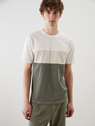 Crew Neck Color Block Jersey Men's T-Shirt -S5FL34Z8-EEW