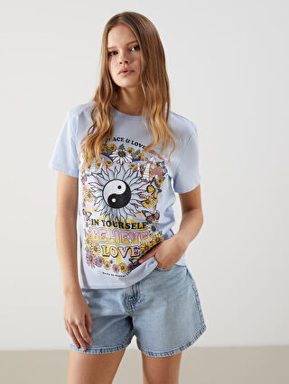 XSIDE Crew Neck Printed Women's T-Shirt -S5GP30Z8-YEB