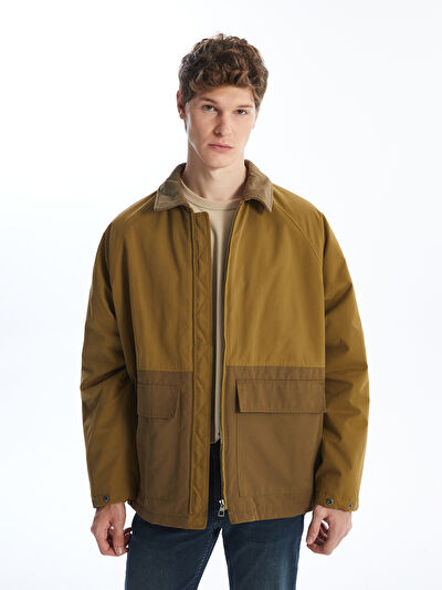 Men Quilted Stand-up Collar Jacket - Brown | Benetton