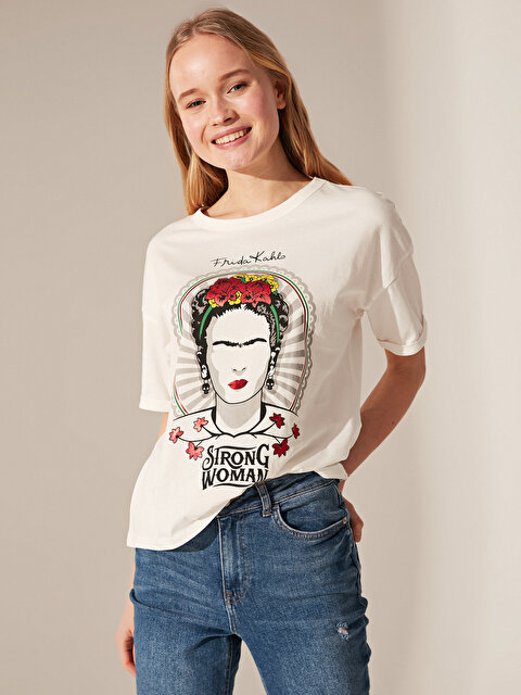 Frida Kahlo Baskılı Pamuklu Tişört - LC WAIKIKI