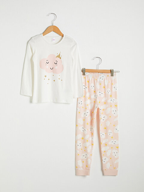 Kız Çocuk Baskılı Pamuklu Pijama Takımı - LC WAIKIKI