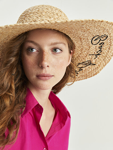 Женская соломенная шляпа-федора с вышивкой - XSIDE