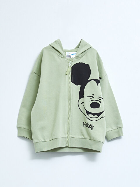 Hooded Long Sleeve Mickey Mouse Printed Baby Boy Zippered Sweatshirt - LC WAIKIKI