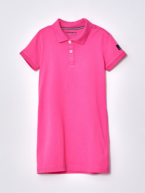Basic Polo Neck Short Sleeve Girl Dress - SOUTHBLUE