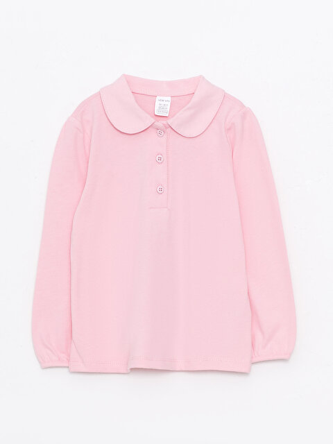 Bebe Collar Long Sleeve Basic Baby Girl T-Shirt - LC WAIKIKI
