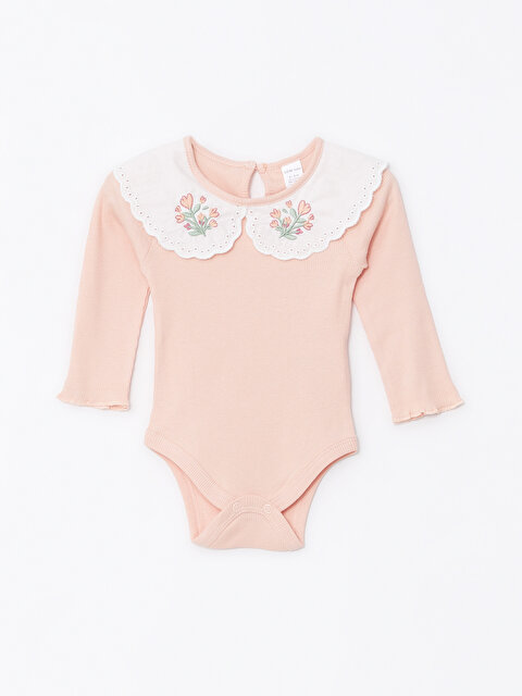 Bebe Collar Long Sleeve Embroidery Detailed Baby Girl Snap Snap Body - LC WAIKIKI