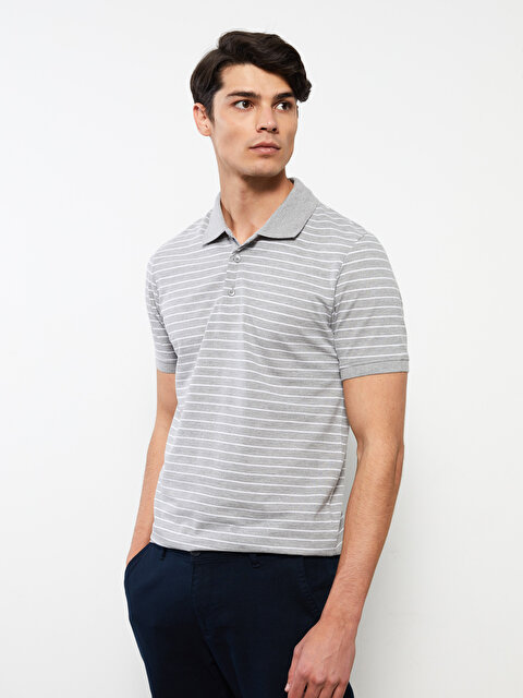 Мужская футболка-поло в полоску с короткими рукавами - LC WAIKIKI