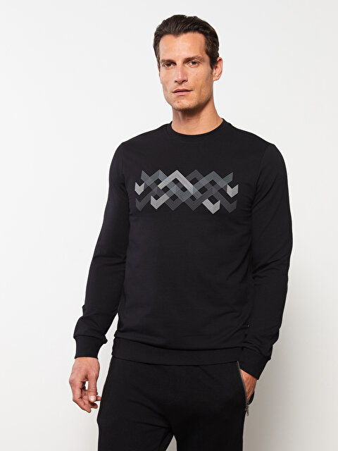 Crew Neck Long Sleeve Patterned Men's Sweatshirt - LC WAIKIKI
