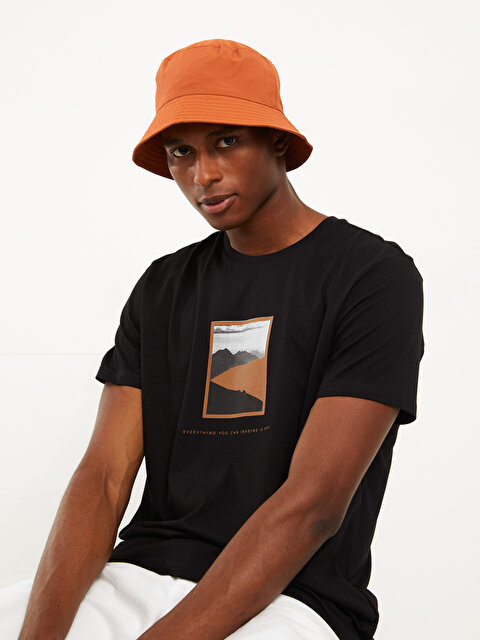 Мужская футболка из хлопка с короткими рукавами и принтом - LC WAIKIKI