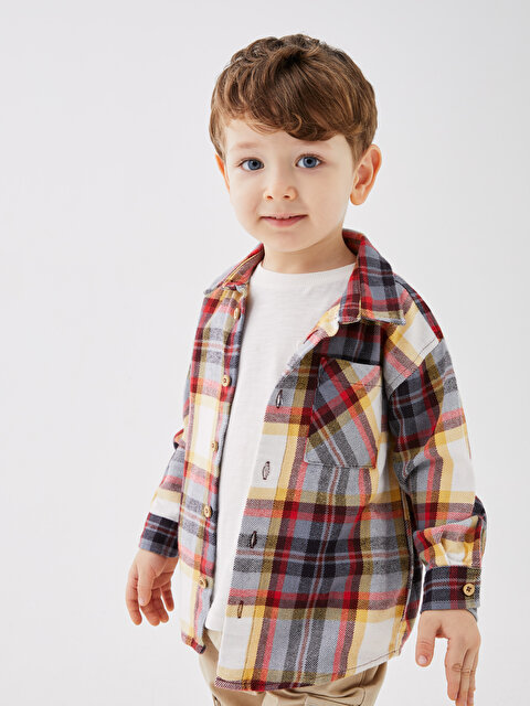 Рубашка для мальчика в клетку с длинными рукавами и узором - LC WAIKIKI