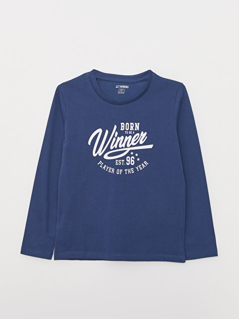 Crew Neck Printed Long Sleeve Boy T-Shirt - LC WAIKIKI