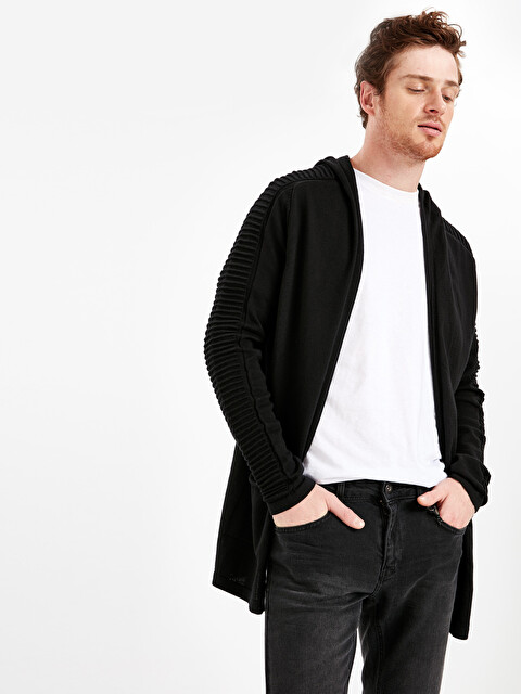 Slim Fit Uzun Kap&uuml;şonlu Hırka