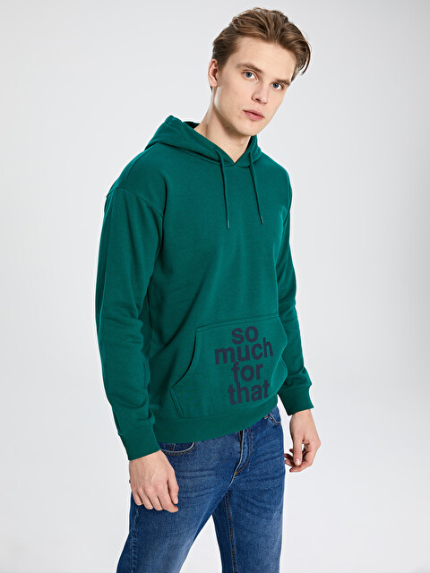 Kap&uuml;şonlu Baskılı Kalın Sweatshirt - LC WAIKIKI