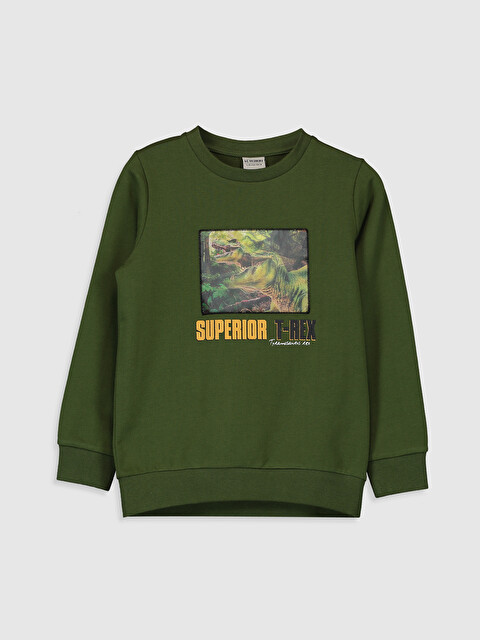 Erkek &Ccedil;ocuk Dinazor Aplikeli Baskılı Sweatshirt - LC WAIKIKI