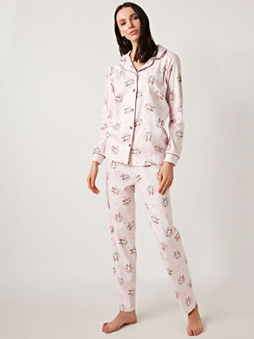 Pembe Pembe Desenli Pamuklu Pijama Takimi Lc Waikiki