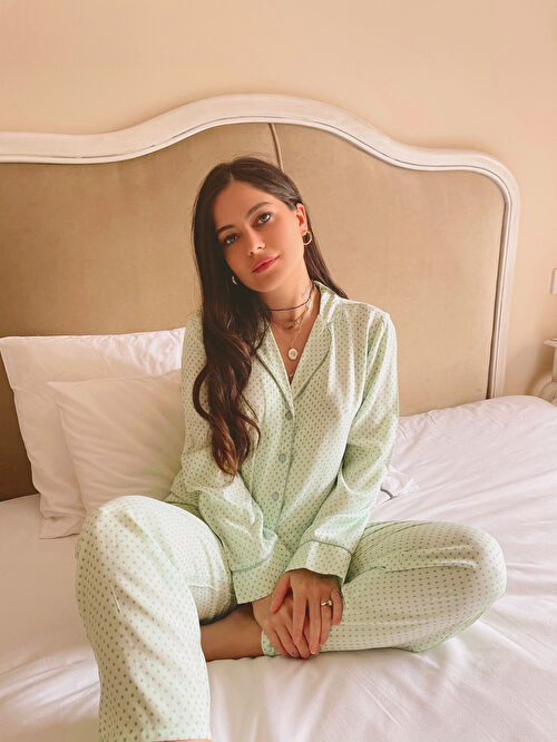 Lacivert Lacivert Desenli Pamuklu Pijama Takim Lc Waikiki