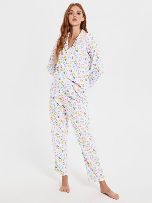Lacivert Lacivert Desenli Pamuklu Pijama Takim Lc Waikiki