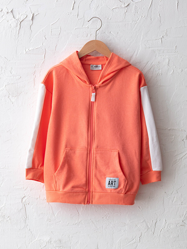 Kap&uuml;şonlu Uzun Kollu Kız &Ccedil;ocuk Fermuarlı Sweatshirt - LC WAIKIKI