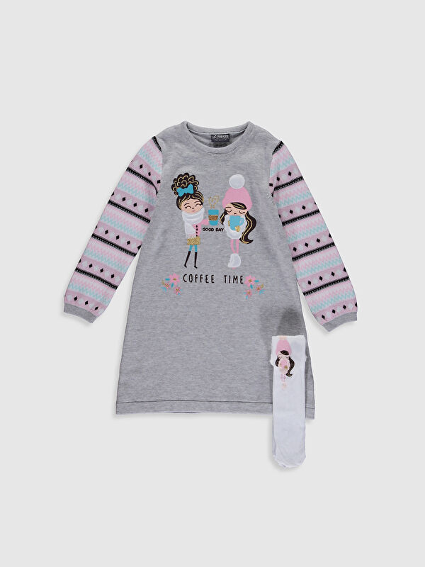 Kız &Ccedil;ocuk Triko Elbise ve K&uuml;lotlu &Ccedil;orap