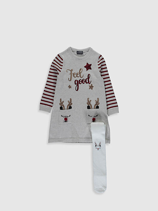 Kız &Ccedil;ocuk Triko Elbise ve K&uuml;lotlu &Ccedil;orap