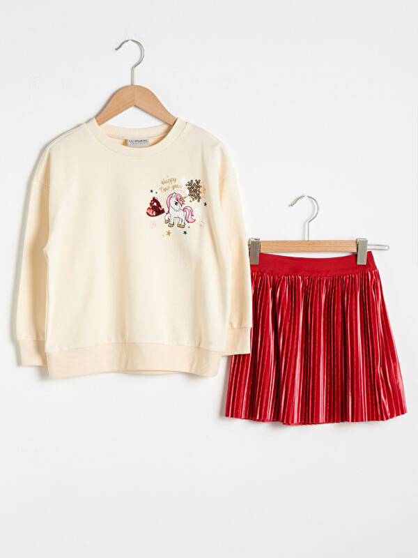 Kız &Ccedil;ocuk Sweatshirt ve Etek - LC WAIKIKI