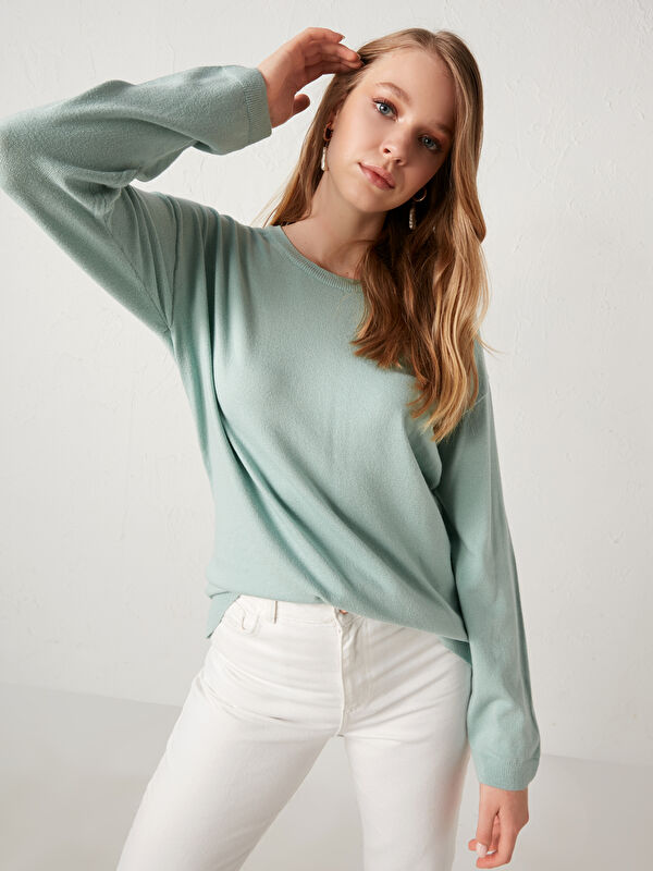 Bisiklet Yaka Triko Basic Kazak  - LC WAIKIKI