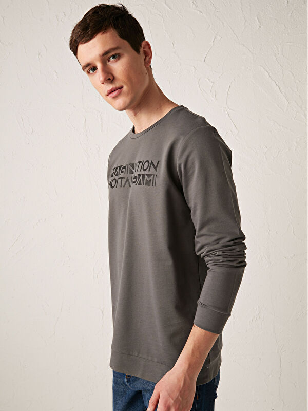 Bisiklet Yaka Baskılı Sweatshirt - LC WAIKIKI