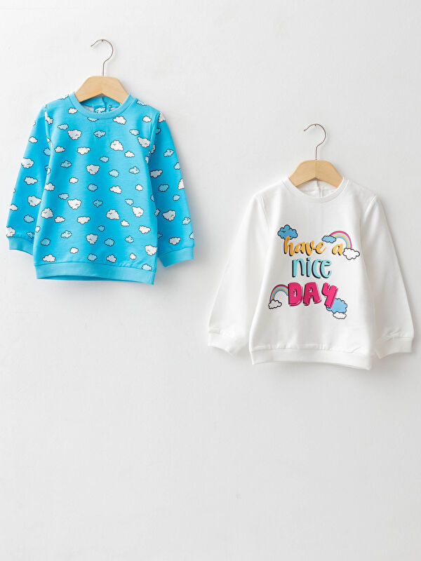 Bisiklet Yaka Uzun Kollu Baskılı Kız Bebek Sweatshirt 2'li - LC WAIKIKI