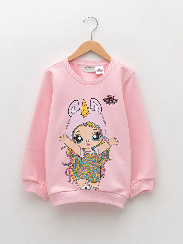 Bisiklet Yaka Na Na Na Surprise Baskılı Uzun Kollu Kız &Ccedil;ocuk Sweatshirt