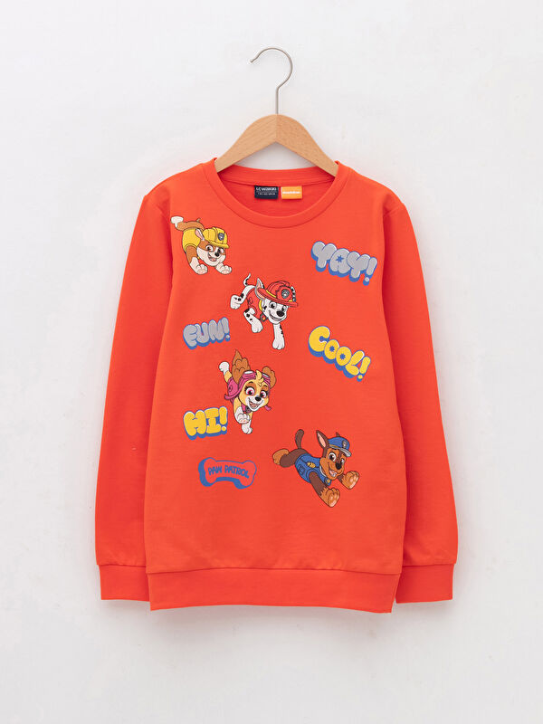 Bisiklet Yaka Paw Patrol Baskılı Uzun Kollu Erkek &Ccedil;ocuk Sweatshirt