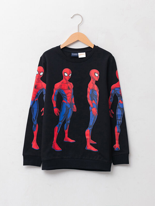 Bisiklet Yaka Spiderman Baskılı Uzun Kollu Erkek &Ccedil;ocuk Sweatshirt - LC WAIKIKI