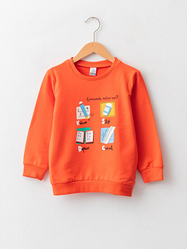 Bisiklet Yaka Uzun Kollu Baskılı Erkek Bebek Sweatshirt