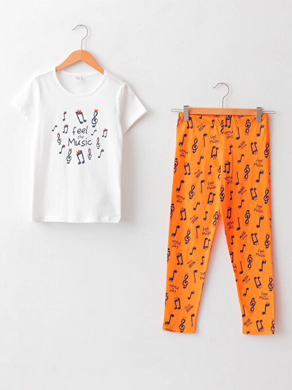 Bisiklet Yaka Baskılı Kısa Kollu Pamuklu Kız &Ccedil;ocuk Pijama Takımı