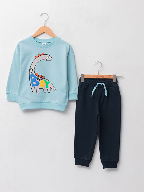 Bisiklet Yaka Uzun Kollu Baskılı Pamuklu Erkek Bebek Sweatshirt ve Pantolon 2'li Takım - LC WAIKIKI