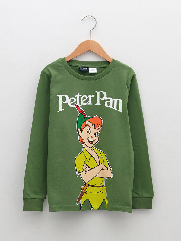Bisiklet Yaka Peter Pan Baskılı Uzun Kollu Erkek &Ccedil;ocuk Sweatshirt