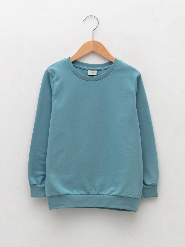 Bisiklet Yaka Basic Uzun Kollu Erkek &Ccedil;ocuk Sweatshirt