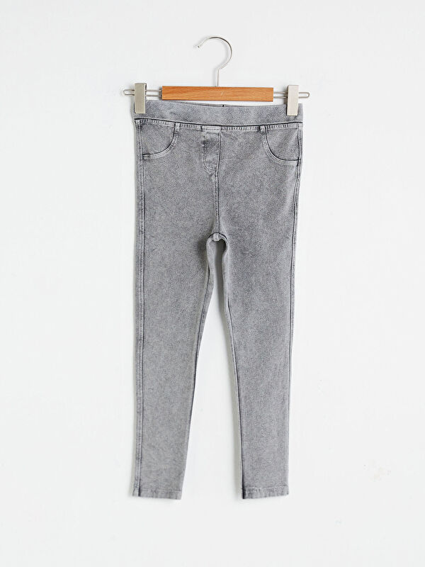 Kız &Ccedil;ocuk Denim G&ouml;r&uuml;n&uuml;ml&uuml; Tayt