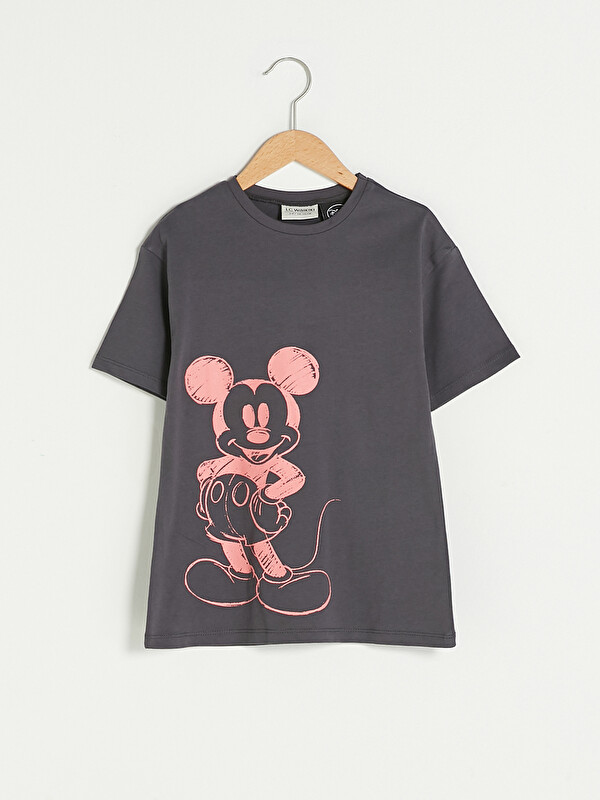 Bisiklet Yaka Mickey Mouse Baskılı Kısa Kollu Pamuklu Tunik - LC WAIKIKI