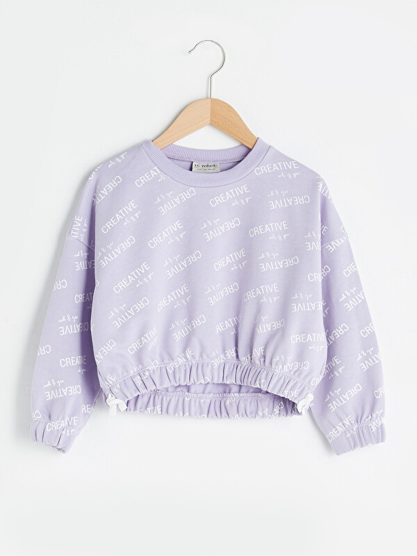 Bisiklet Yaka Yazı Baskılı Uzun Kollu Kız &Ccedil;ocuk Sweatshirt - LC WAIKIKI