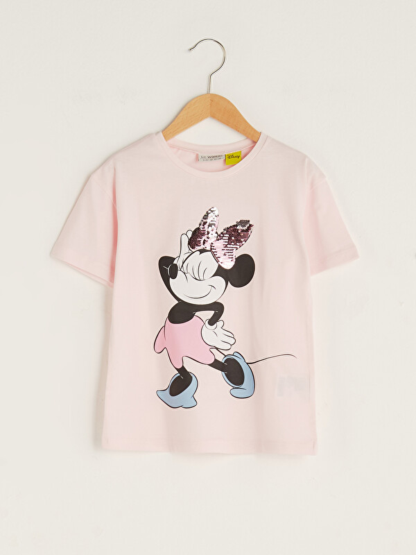 Bisiklet Yaka Minnie Mouse Baskılı Kısa Kollu Kız &Ccedil;ocuk Tiş&ouml;rt - LC WAIKIKI