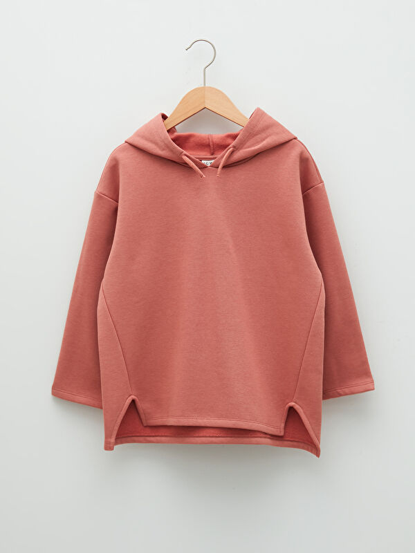 Kap&uuml;şonlu Basic Uzun Kollu Kız &Ccedil;ocuk Sweatshirt