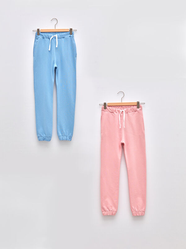 Beli Lastikli Basic Kız &Ccedil;ocuk Jogger Eşofman Alt 2'li