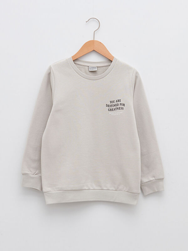 Bisiklet Yaka Baskılı Uzun Kollu Erkek &Ccedil;ocuk Sweatshirt