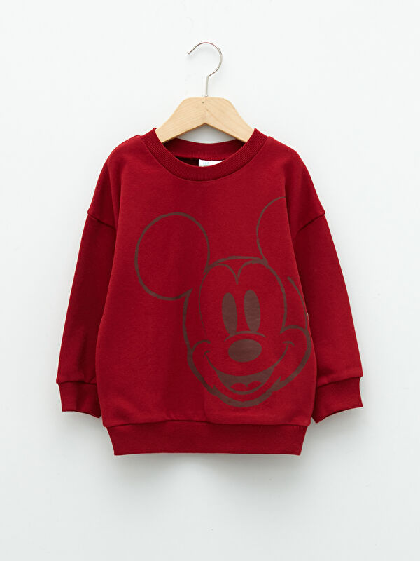 Bisiklet Yaka Uzun Kol Mickey Mouse Baskılı Erkek Bebek Sweatshirt - LC WAIKIKI